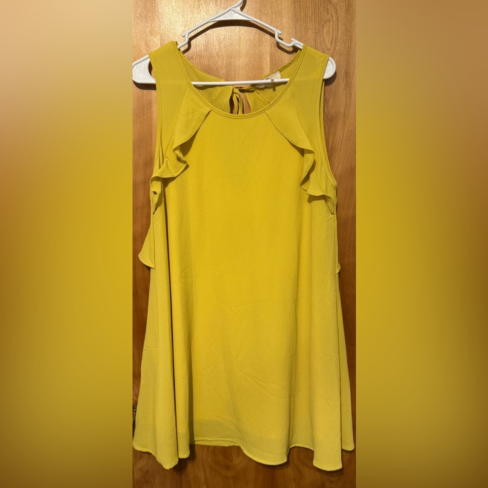Entro Mustard Ruffle Sleeve Dress